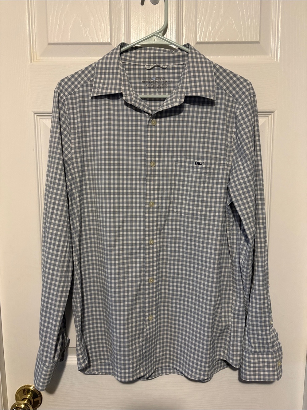 Vineyard Vines Light Blue and White Gingham Button-Down Shirt